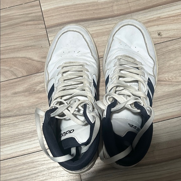 Adidas White and Navy High-Top Sneakers - Picture 3 of 7
